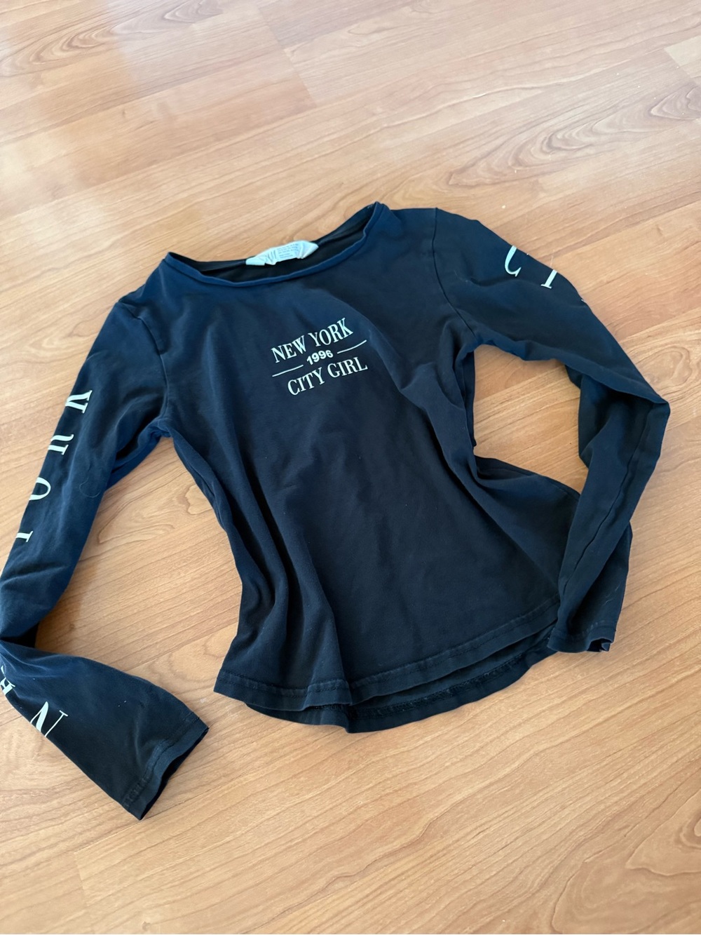 Kids Girls Black "New York City Girl" Long Sleeve Tee